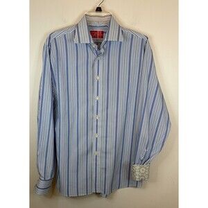 RUFUS Men's Long Sleeve Button Shirt Medium 100% Cotton Made In USA Flip Cuffs